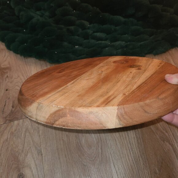 Solid Wood Circle Shaped Butcher Block Cheeseboard Charcuterie Board 13" New - Picture 3 of 5